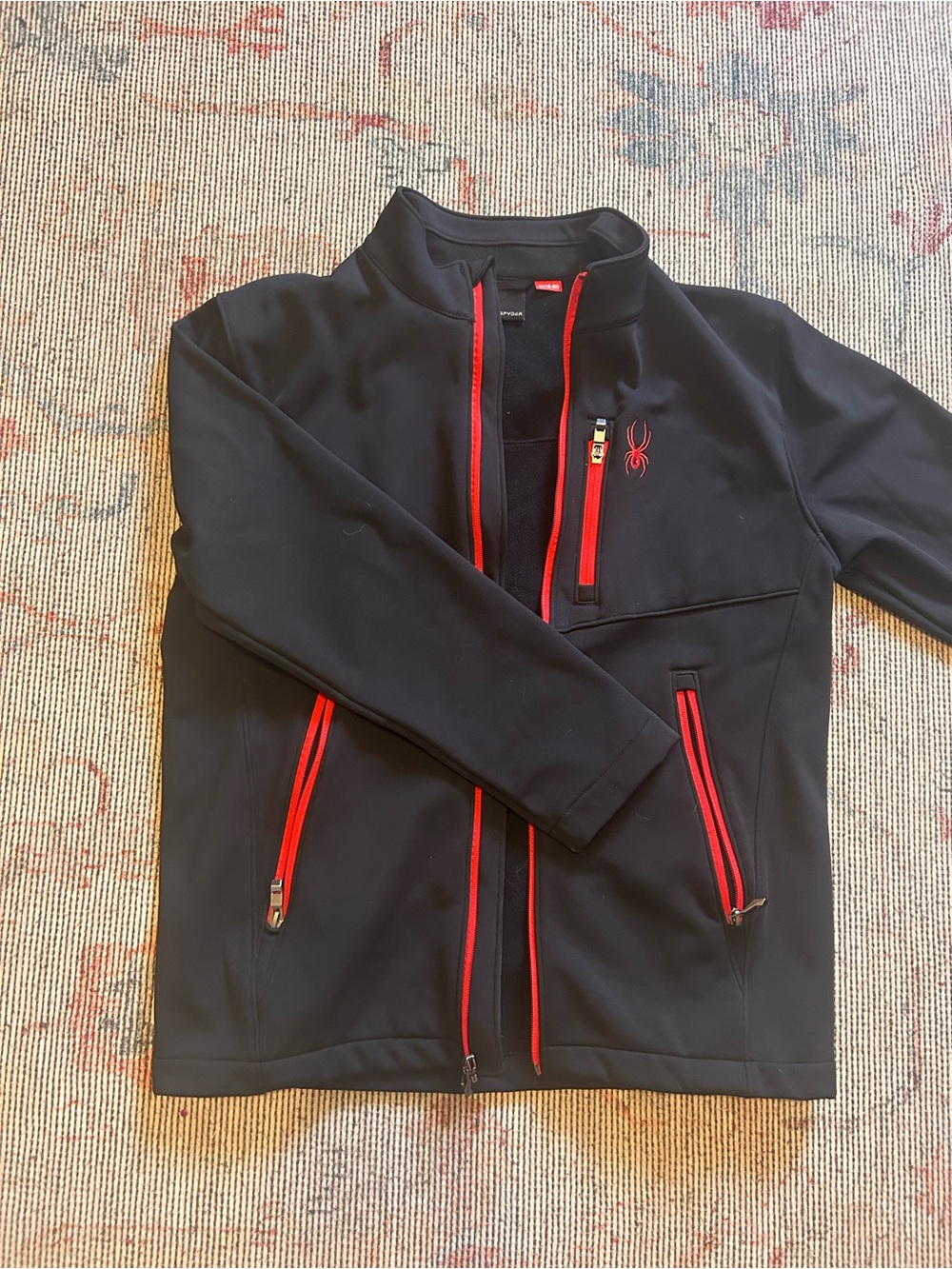 Spyder Men’s Black Softshell Jacket with Red Zippers